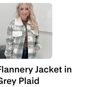 Plaid Sherpa-Lined Jacket Coat - Gray, Cream, Brown